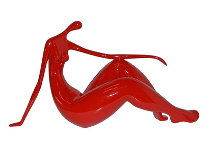 Modern Art Red Women on the Beach Resin Statue - Size: 28"L x 8"W x 16"H.
