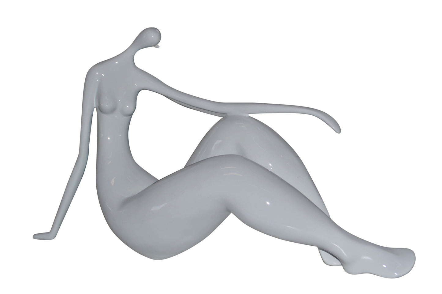 Modern Art Women on the Beach White Resin Statue - Size: 28"L x 8"W x 16"H.