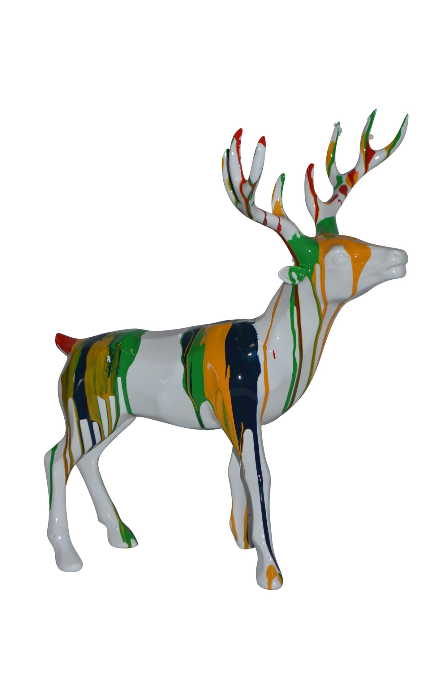 Modern Art colorful Deer Resin Statue - Size: 17"L x 11"W x 18"H.