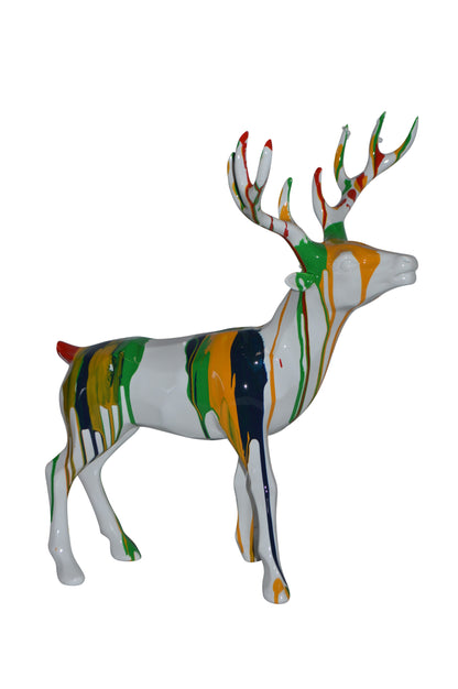 Modern Art colorful Deer Resin Statue - Size: 17"L x 11"W x 18"H.