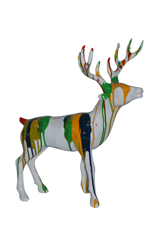 Modern Art colorful Deer Resin Statue - Size: 17"L x 11"W x 18"H.