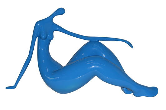 Modern Art light blue Women on the Beach Resin Statue - Size: 28"L x 8"W x 16"H
