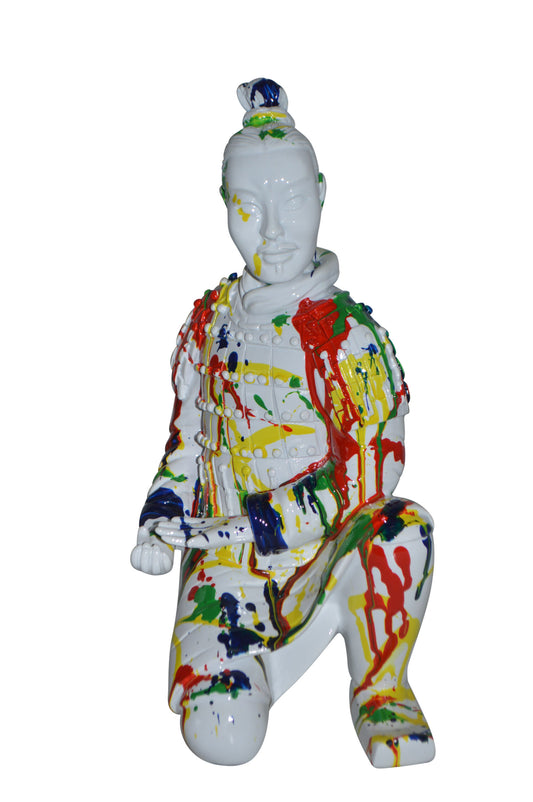 Modern Art Colorful Chinese Man resin statue - Size: 7"L x 8"W x 13"H.