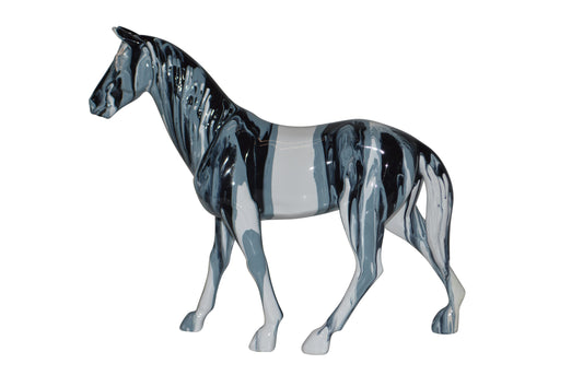 Modern Art Multi Color Horse Resin Statue - Size: 4"L x 13"W x 11"H.