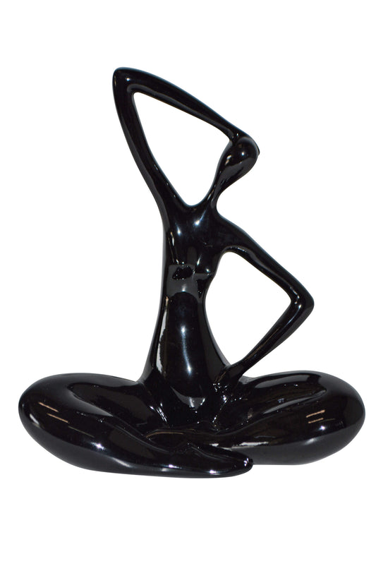 Modern Art Black Ballet Dancer Sitting Resin Statue - Size: 9"L x 5"W x 11"H.