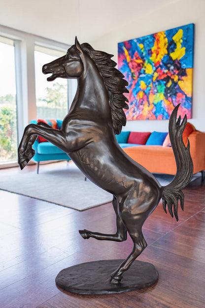 Ferrari Horse Bronze Statue Medium - Size: 28"L x 11"W x 40"H.
