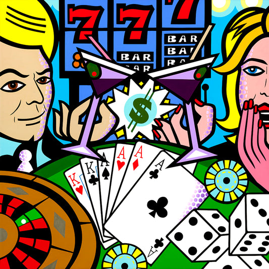 Casino, Acrylic Painting, Stretched Canvas, Wall Art by Jozza 40" x 40" x 1"