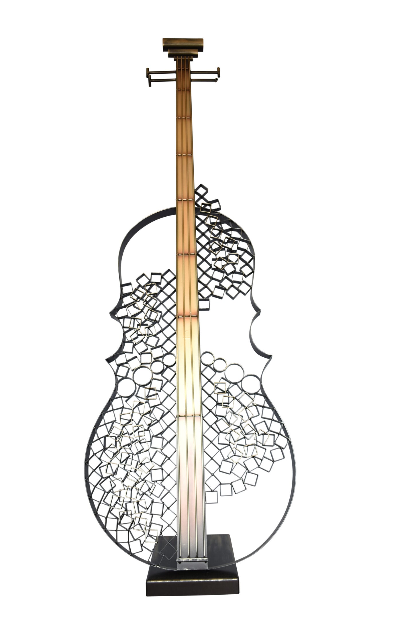 Creative Metal Guitar Structure on Base Modern Art Piece Size: 20" x 24" x 70"H