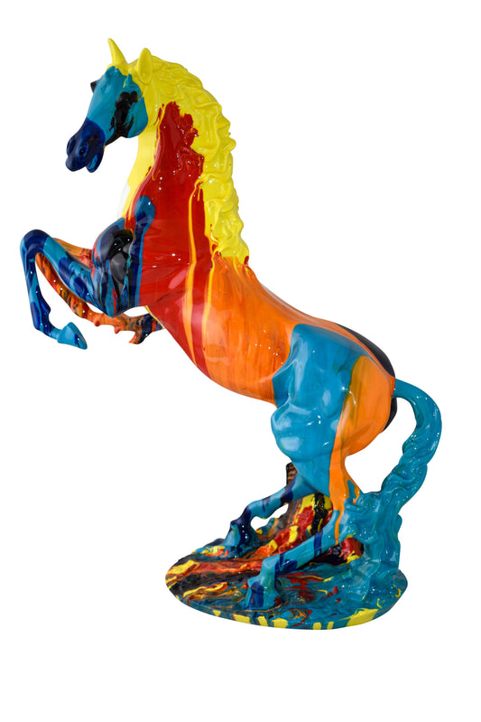 Rearing Horse Color Painted Made of Resin Size: 19" x 8" x 21"H