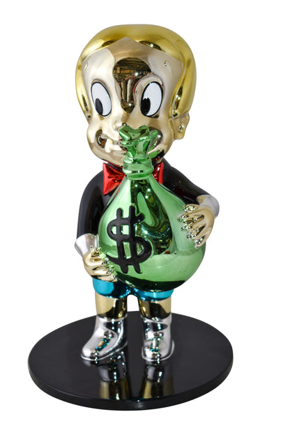 Monopoly Child Holding Money Bag Resin Statue Small Size: 1" x 10" x 15"H
