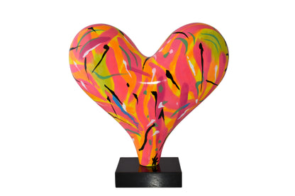 Eclectic Multicolor Heart 3D Statue on Black Base Size: 24" x 12" x 25"H