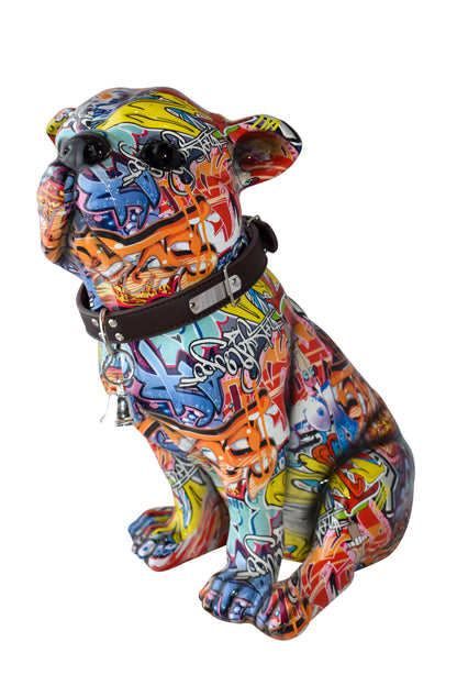 French Bulldog Painted with Graffiti Colors Resin Statue Size: 18" x 11" x 19"H