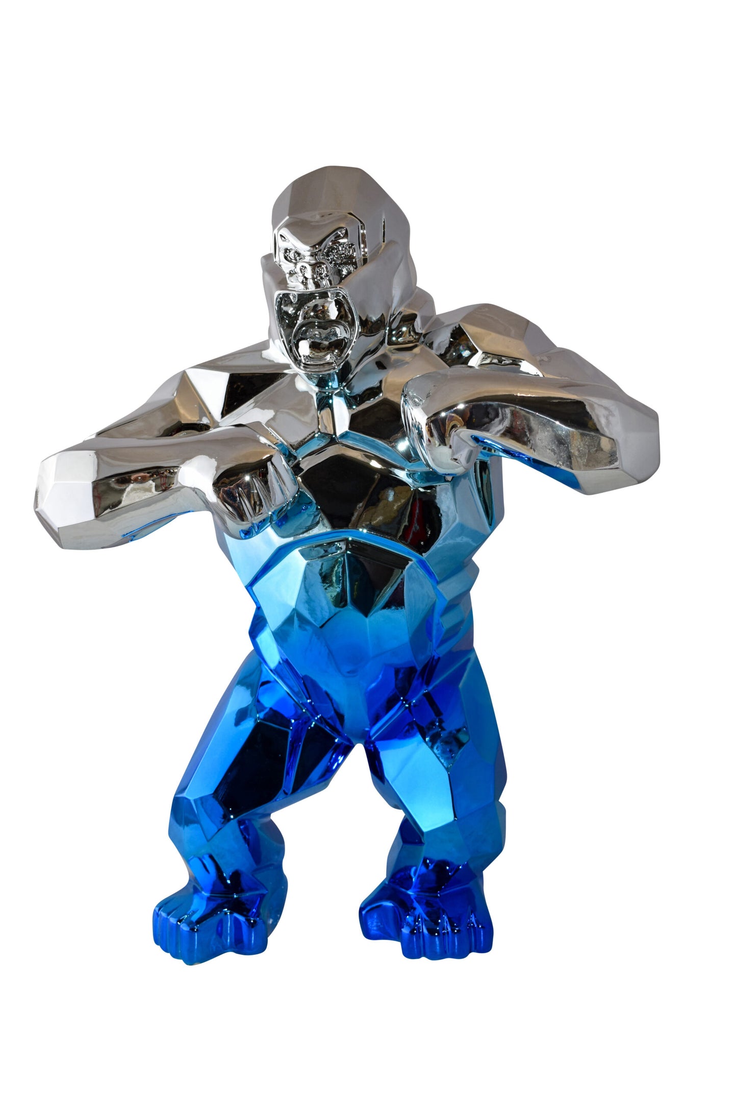Textile Blue and Silver King Kong Statue  Size: 18" x 9" x 23"H