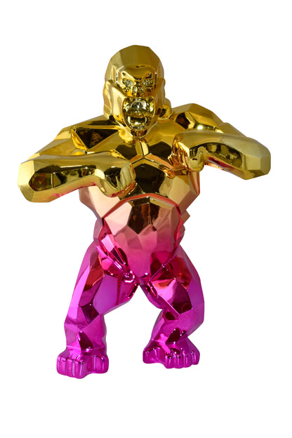 Textile Red and Gold King Kong Statue  Size: 18" x 9" x 23"H