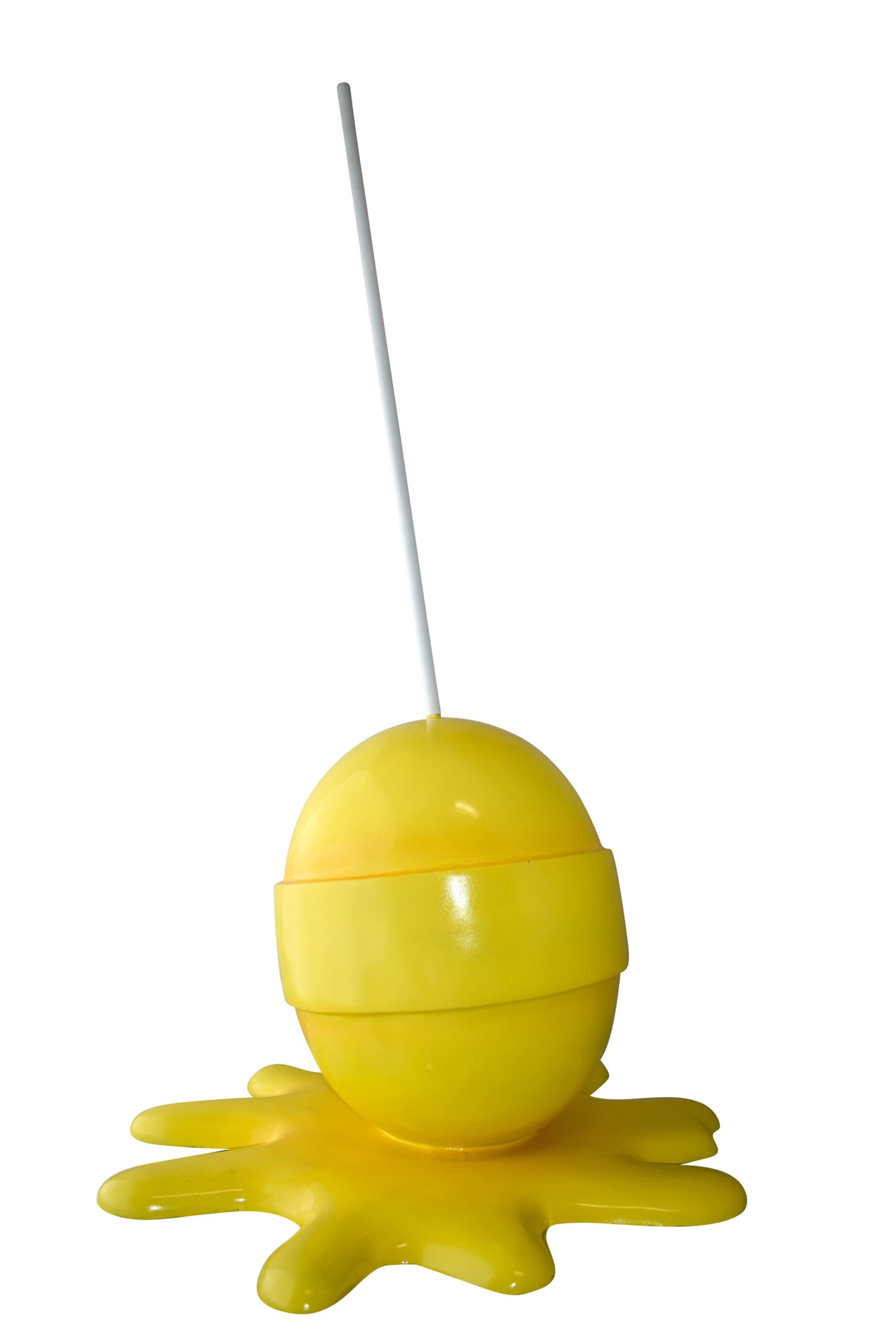 Giant Yellow Lollipop Melted on The Ground Resin Statue Size: 31" x 27" x 56"H
