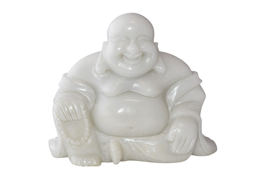 Buddha White Made of Jade Statue Size: 13" x 4" x 10"H