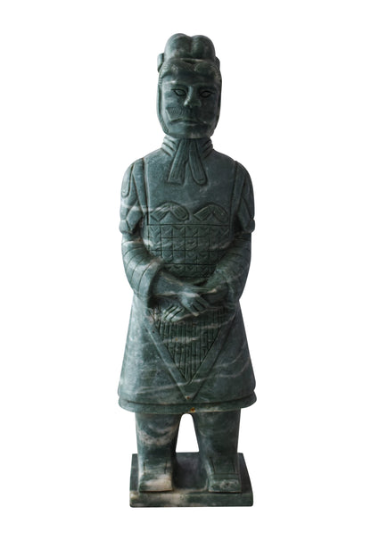 Asian Terracotta Warrior Standing Replica Made of Marble 6" x 4" x 19"H