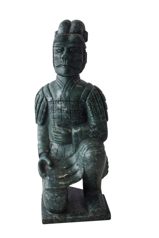 Asian Terracotta Warrior Sitting Replica Made of Marble 5" x 5" x 15"H