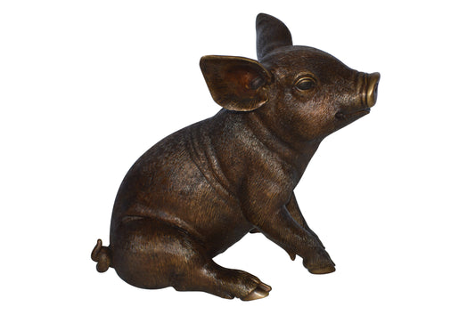 Pig – Piglet Bronze Statue - Size: 14"L x 10"W x 12"H.