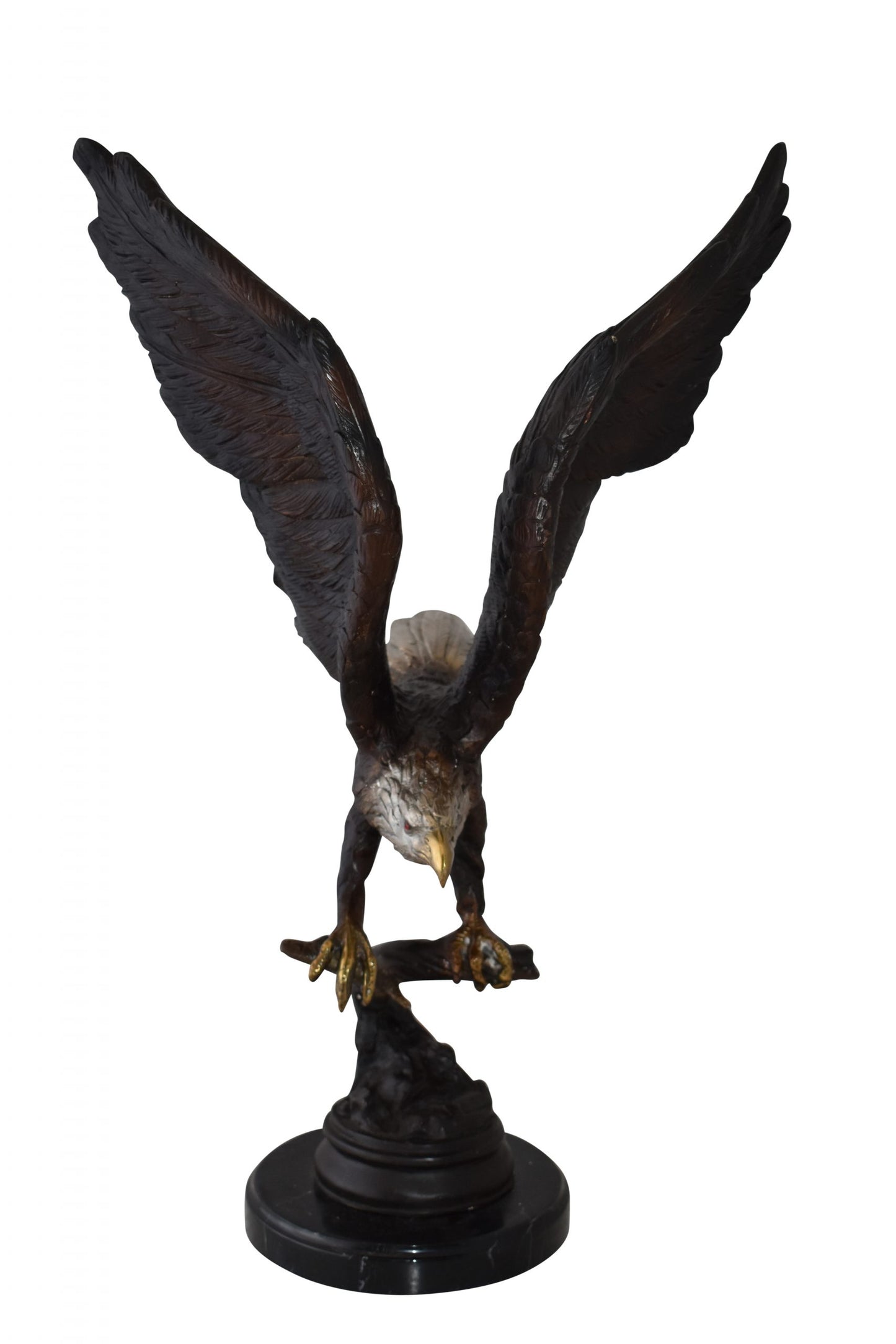 Eagle Holding His Fish Prey Flying Away Bronze Statue Size: 14" x 11" x 23"H