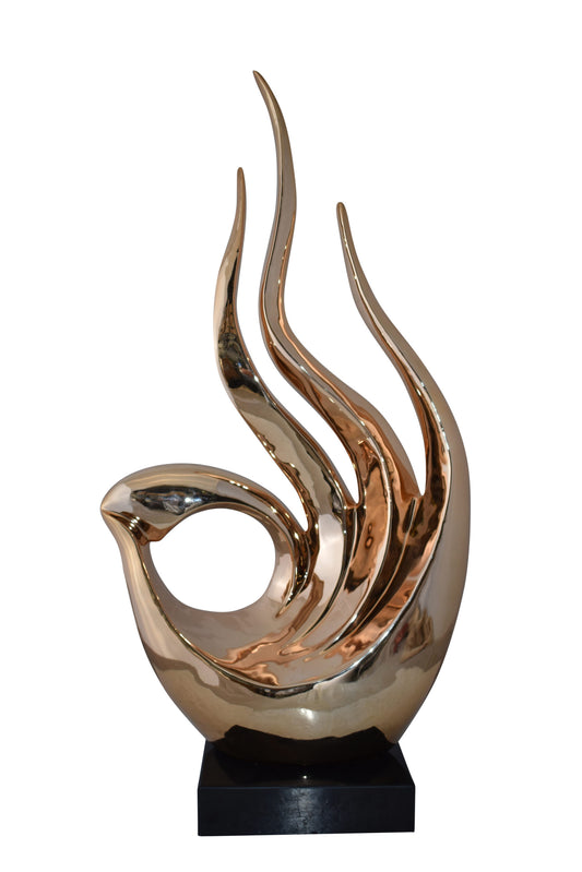Eclectic Rose Gold Resin Statue  Size: 19" x 11" x 36"H