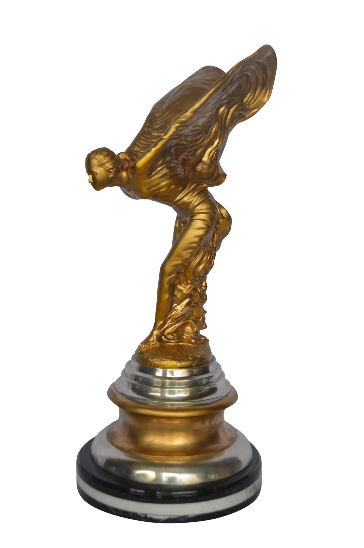 Gold and Silver Rolls Royce Bronze Statue - Size: 14"L x 14"W x 32"H.
