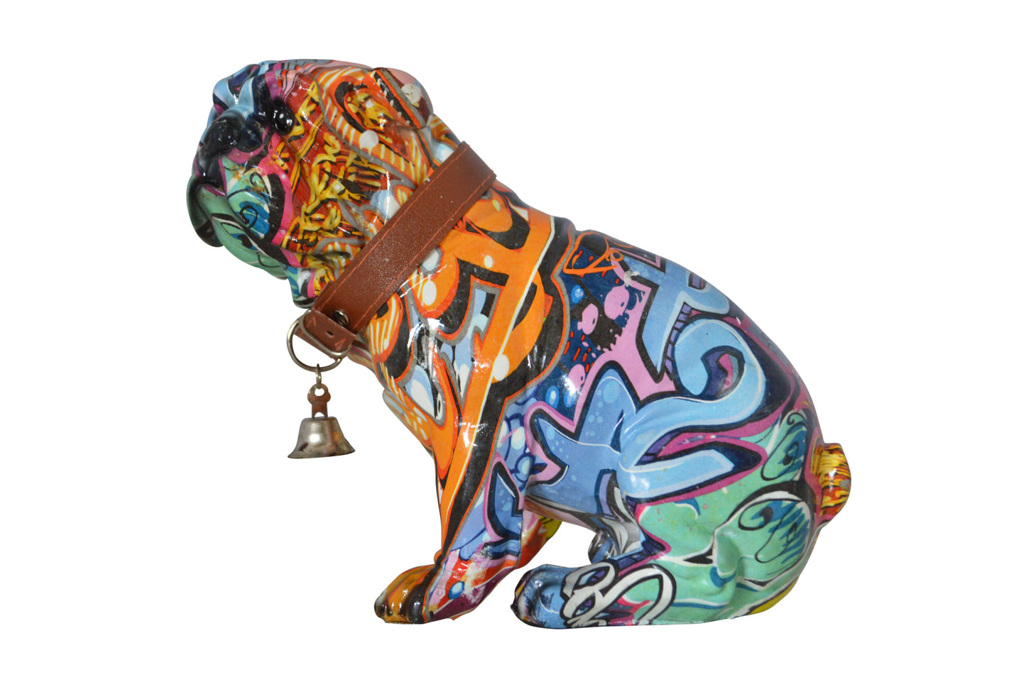 Graffiti Bulldog made of resin Statue - Size: 8"L x 4"W x 7"H.