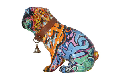 Graffiti Bulldog made of resin Statue - Size: 8"L x 4"W x 7"H.