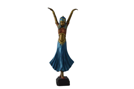 Gypsy dancer raising hands bronze statue - Size: 10"L x 6"W x 25"H.