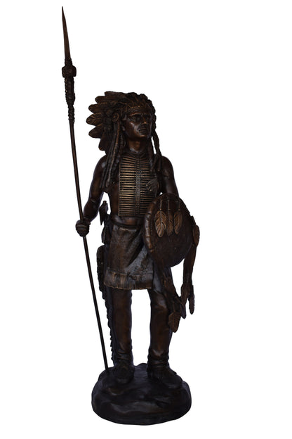 Indian Chief Made of Very Detailed Bronze Statue - Size: 24"L x 18"W x 53"H.