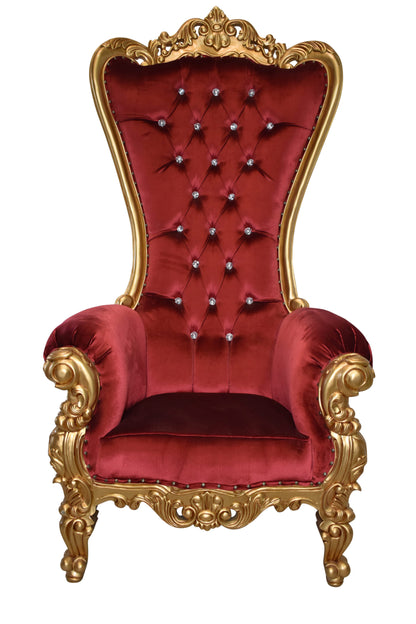 Kings Chair Red and Gold Colors - Giant Size Size: 30" x 35" x 71"H