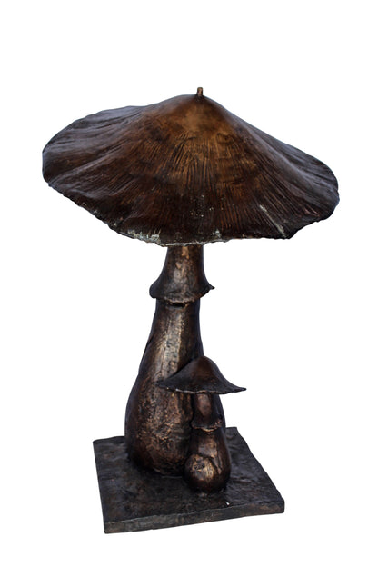 Leaning mushroom bronze statue fountain -  Size: 18"L x 17"W x 24"H.