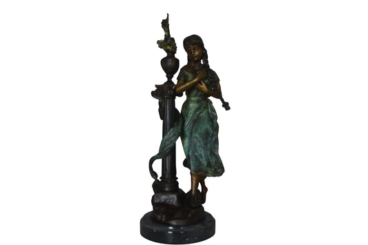 Les Amenes Beautiful Girl Bronze Statue - Size: 9"L x 8"W x 27"H.