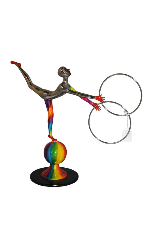 Liliana Mendez Bronze Clown on A Ball Juggling Rings Size: 21" x 8" x 18"H