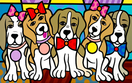 Love My Beagles, Acrylic Painting, Stretched Canvas, Art by Jozza 50" x 40"