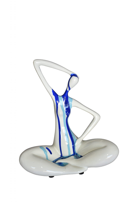 Modern Art Ballet Dancer White with Paint Drops Resin Statue 9" x 5" x 10"H