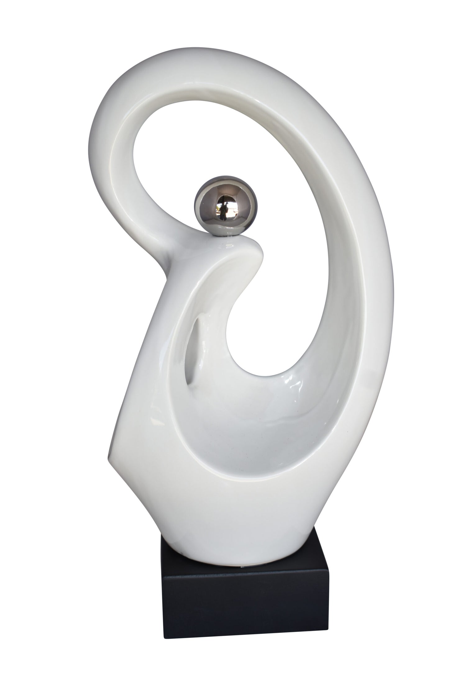 Modern Art Ceramic Abstract Silver and White Colors Size: 9" x 6" x 16"H