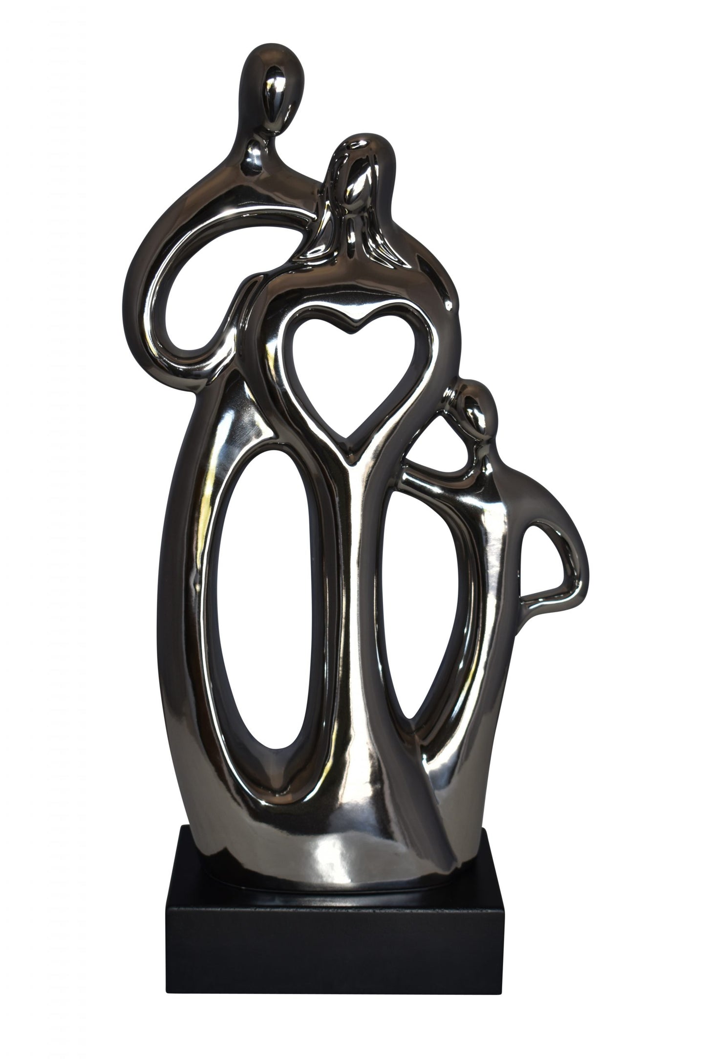 Modern Art Ceramic Family Sculpture Silver Color Size: 11" x 4" x 19"H
