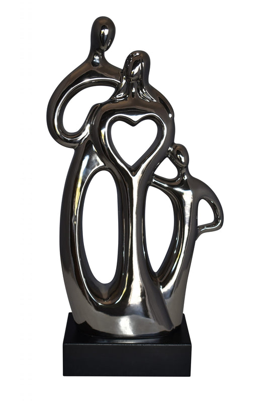 Modern Art Ceramic Family Sculpture Silver Color Size: 11" x 4" x 19"H