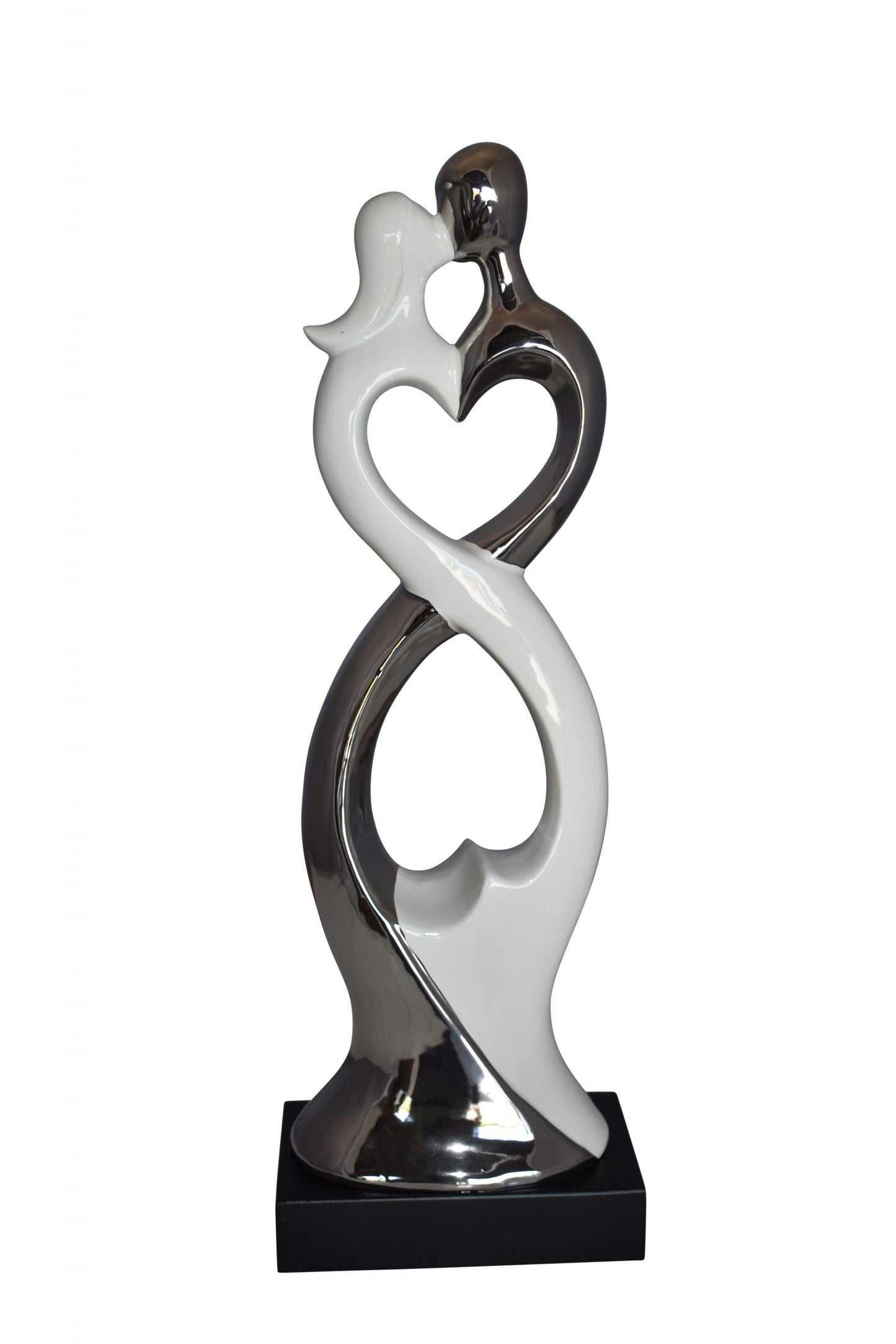 Modern Art Ceramic Lovers White and Silver Colors Size: 7" x 4" x 20"H