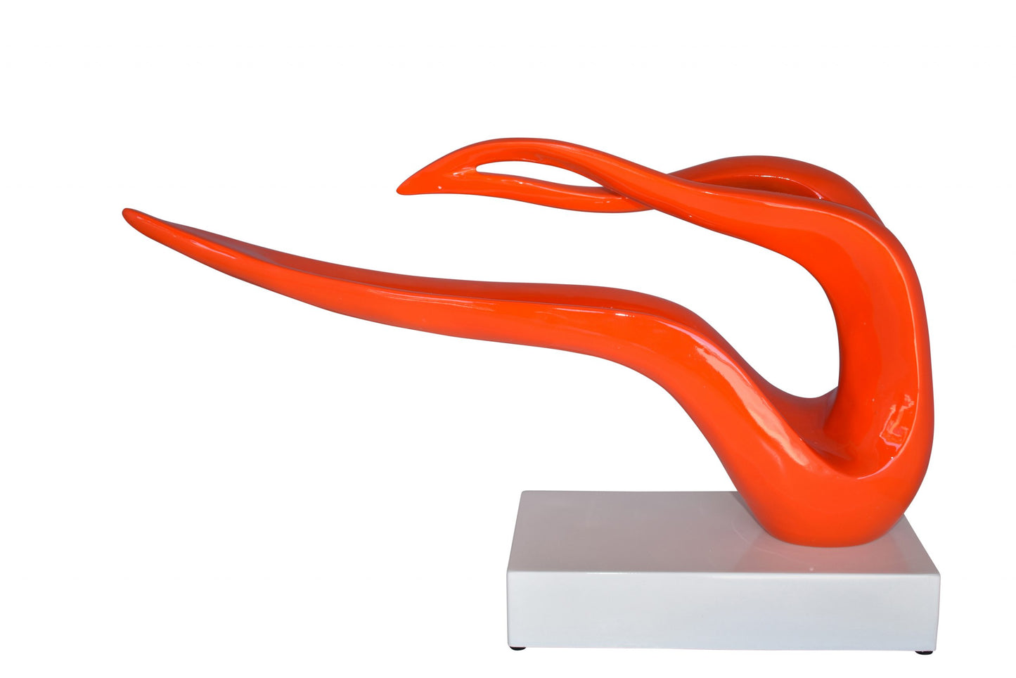 Modern Art Orange Ribbon Resin Statue Mounted on A Base Size: 25" x 6" x 13"H