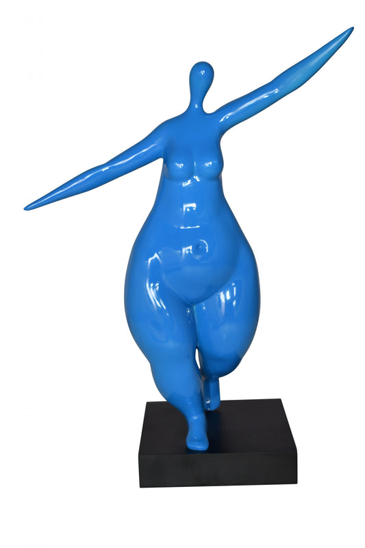 Modern Art Voluptuous Blue Lady Hand Up Resin Statue Size: 14" x 5" x 16"H