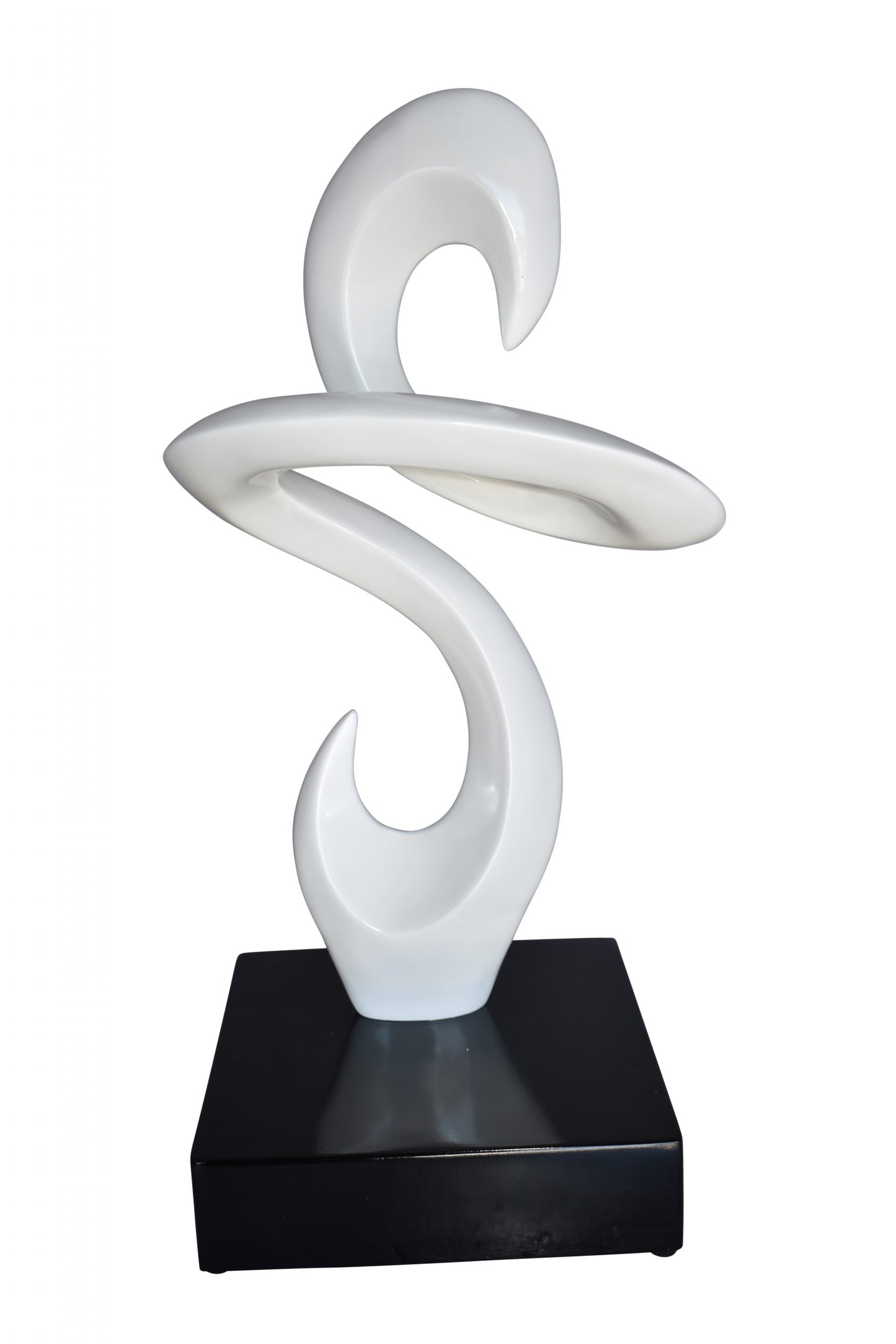 Modern Art White Abstract Sculpture Made of Resin on A Base 10" x 8" x 19"H