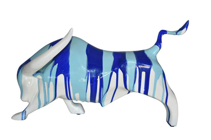 Modern Art White Bull with Paint Drops Resin Statue Size: 17" x 14" x 10"H