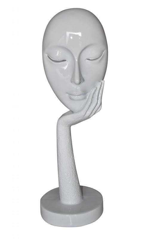 Modern Art White Thinking Head Statue Made of Resin Size: 6" x 4" x 16"H