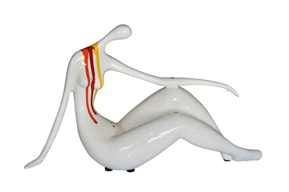 Modern Art Women on The Beach White with Paint Drops Resin Statue 14" x 4" x 8"H