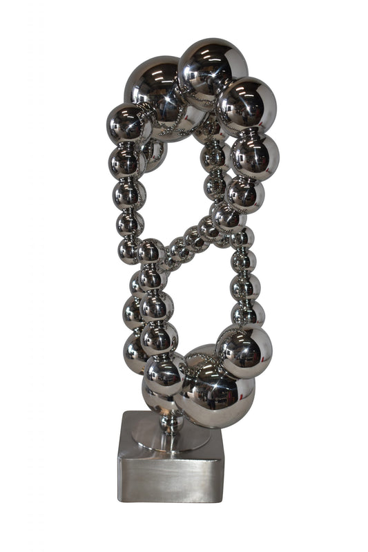Modern Art of Acrobats in Action Made of Chrome Balls Size: 12" x 8" x 23"H