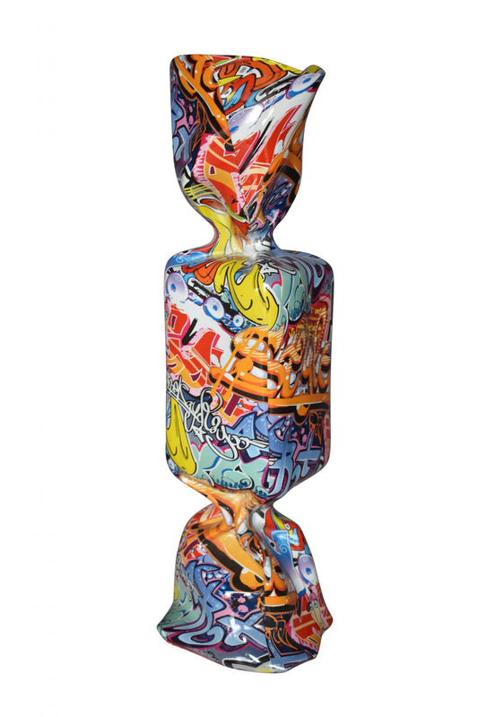 Modern Art of a Large Graffiti Candy Statue Made of Resin Size: 9" x 8" x 24"H