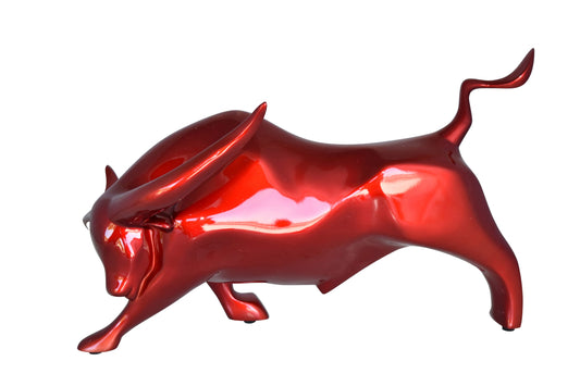 Modern Art of a Red Bull Made of Resin Statue Size: 17" x 14" x 10"H