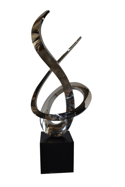 Modern Giant Stainless Steel Sculpture With Marble Base Size: 38" x 24" x 98"H